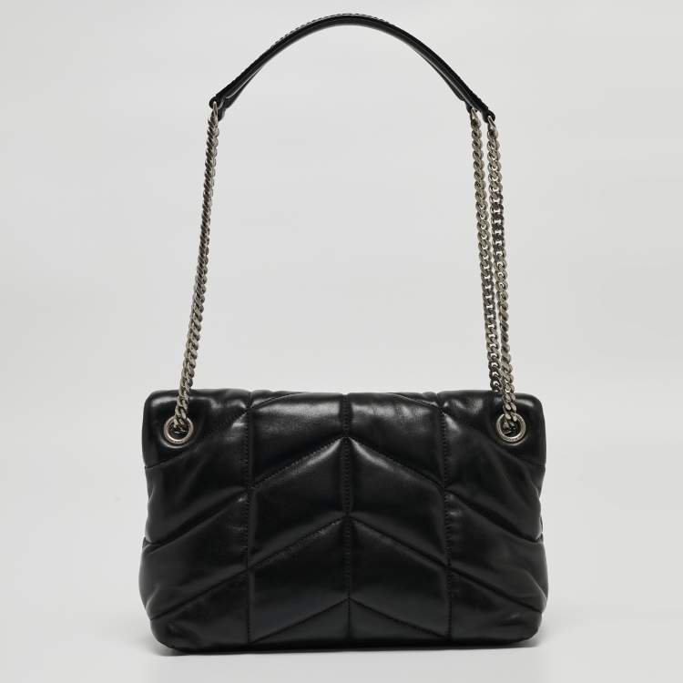 مملوكة مسبقًا Saint Laurent Black Quilted Leather Small Loulou Puffer Shoulder Bag