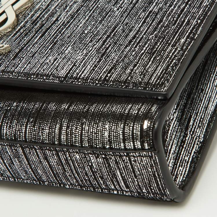 Pre Owned Saint Laurent Silver/Black Suede Kate Belt Bag