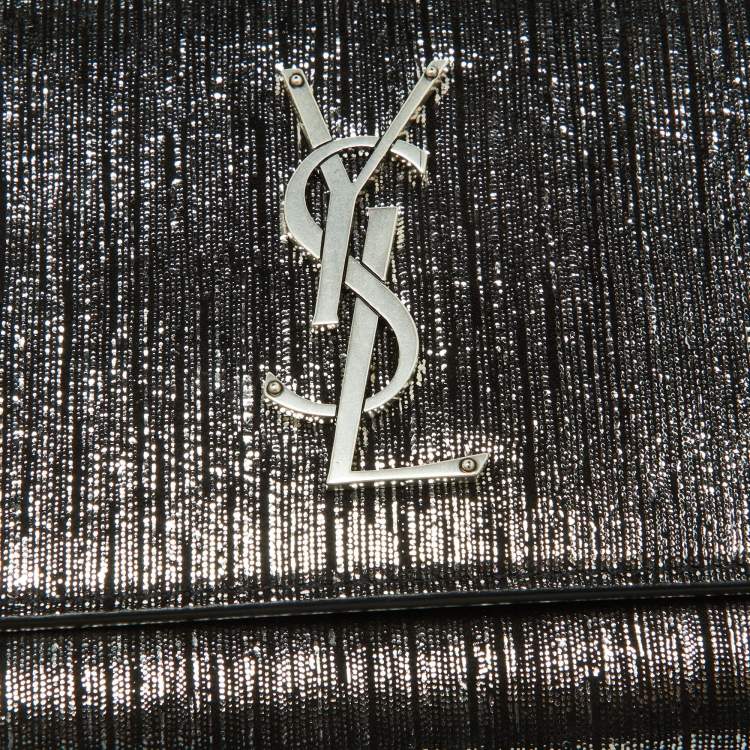 Pre Owned Saint Laurent Silver/Black Suede Kate Belt Bag