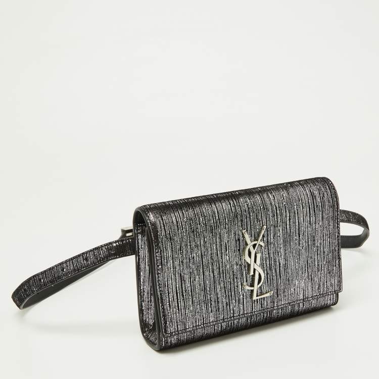 Pre Owned Saint Laurent Silver/Black Suede Kate Belt Bag