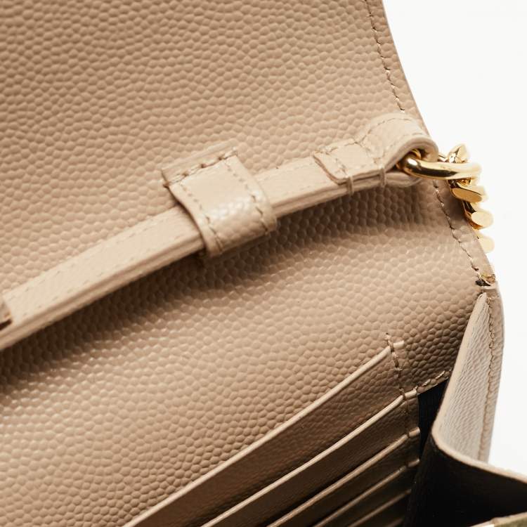 Pre Owned Saint Laurent Beige Leather Kate Chain Clutch