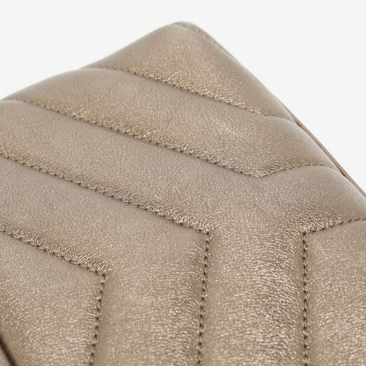 Pre Owned Saint Laurent Gun Metal Matelassé Leather Toy Loulou Crossbody Bag