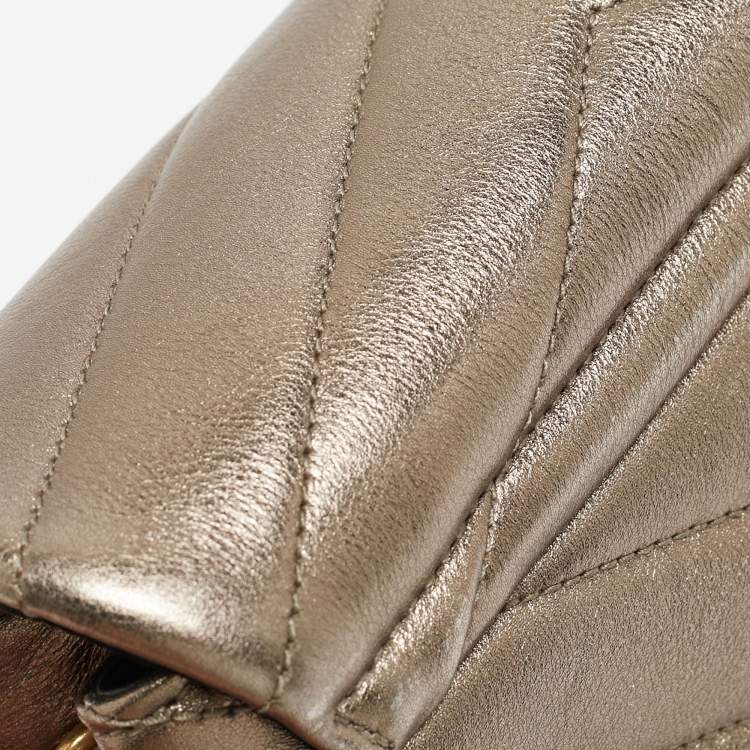 Pre Owned Saint Laurent Gun Metal Matelassé Leather Toy Loulou Crossbody Bag
