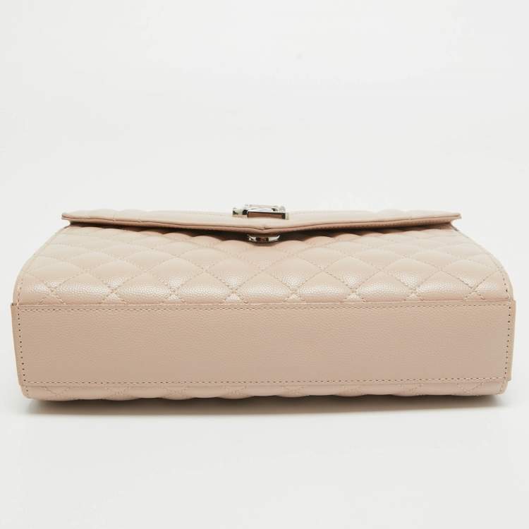Pre Owned Saint Laurent Pink Mix Quilted Leather Medium Envelope Shoulder Bag