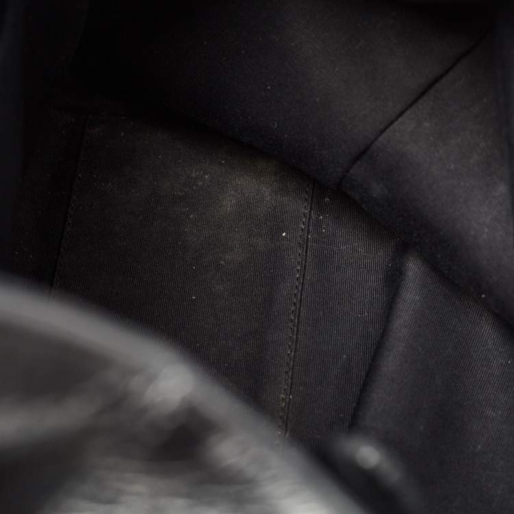 Pre Owned Saint Laurent Black Crinkled Leather Large Niko Shopper Tote
