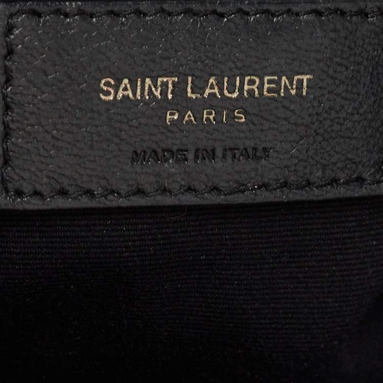 Pre Owned Saint Laurent Black Crinkled Leather Large Niko Shopper Tote