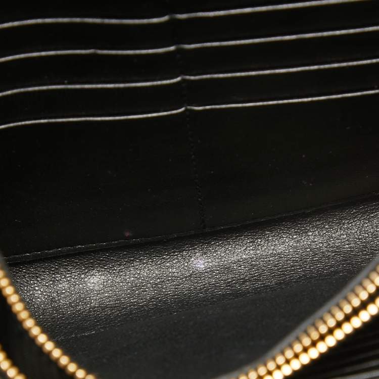 Pre Owned Saint Laurent Gold/Black Star Print Canvas and Canvas Monogram Wallet on Chain