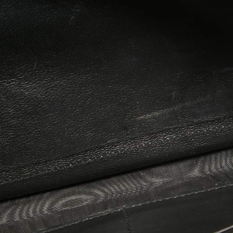 Pre Owned Saint Laurent Gold/Black Star Print Canvas and Canvas Monogram Wallet on Chain