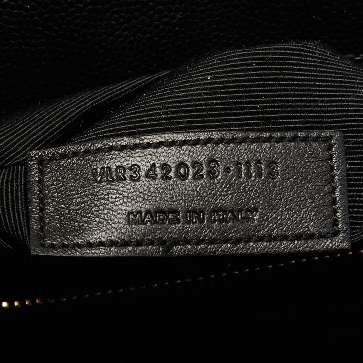 Pre Owned Saint Laurent Black Matelassé Leather Large Monogram Envelope Shoulder Bag