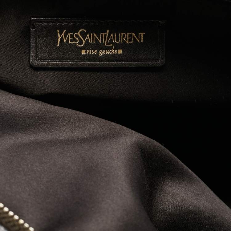 Pre Owned Yves Saint Laurent Brown/Khaki Croc Embossed Nubuck Oversized Muse Bag