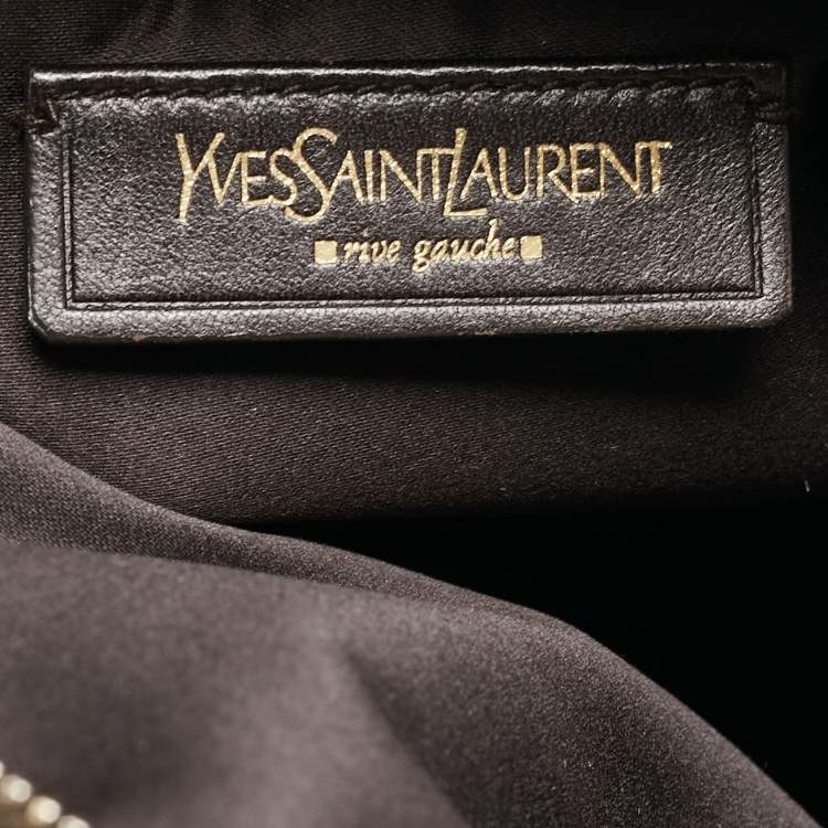 Pre Owned Yves Saint Laurent Brown/Khaki Croc Embossed Nubuck Oversized Muse Bag