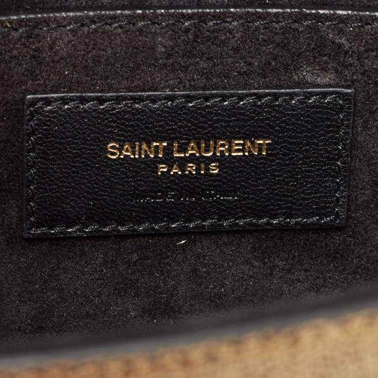 Pre Owned Saint Laurent Gold Crackled Leather New Small Kate Wallet on Chain