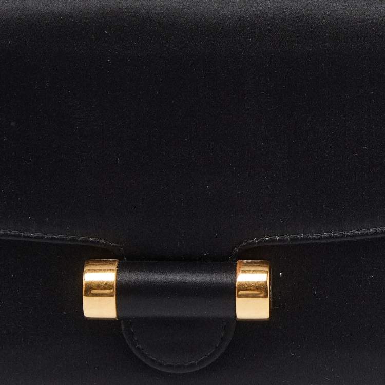 Pre Owned Saint Laurent Black Satin Muse Clutch