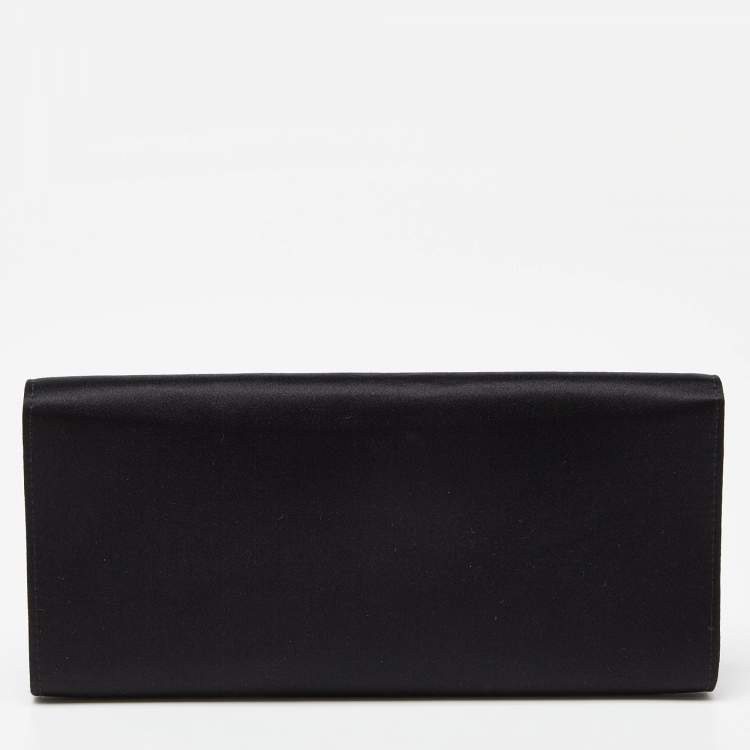 Pre Owned Saint Laurent Black Satin Muse Clutch