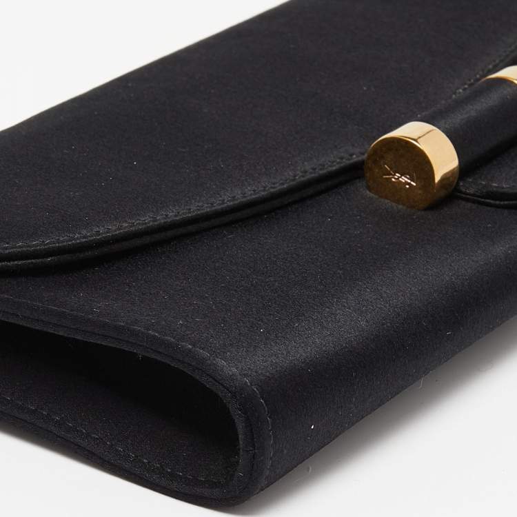 Pre Owned Saint Laurent Black Satin Muse Clutch