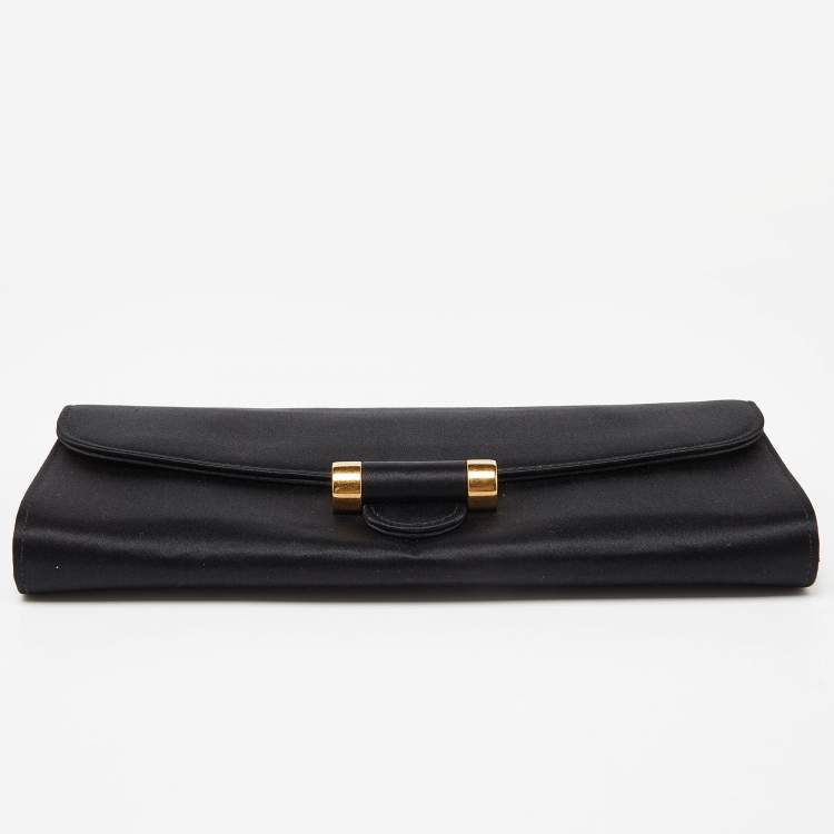 Pre Owned Saint Laurent Black Satin Muse Clutch