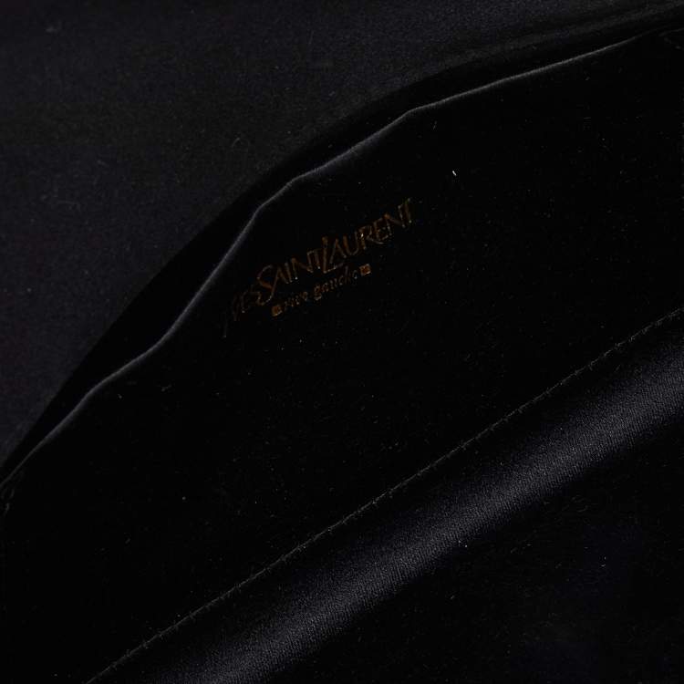 Pre Owned Saint Laurent Black Satin Muse Clutch