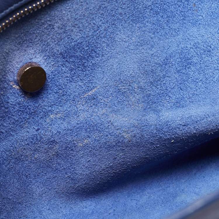 Pre Owned Saint Laurent Blue Leather Small Ligne Y Cabas Chyc Tote