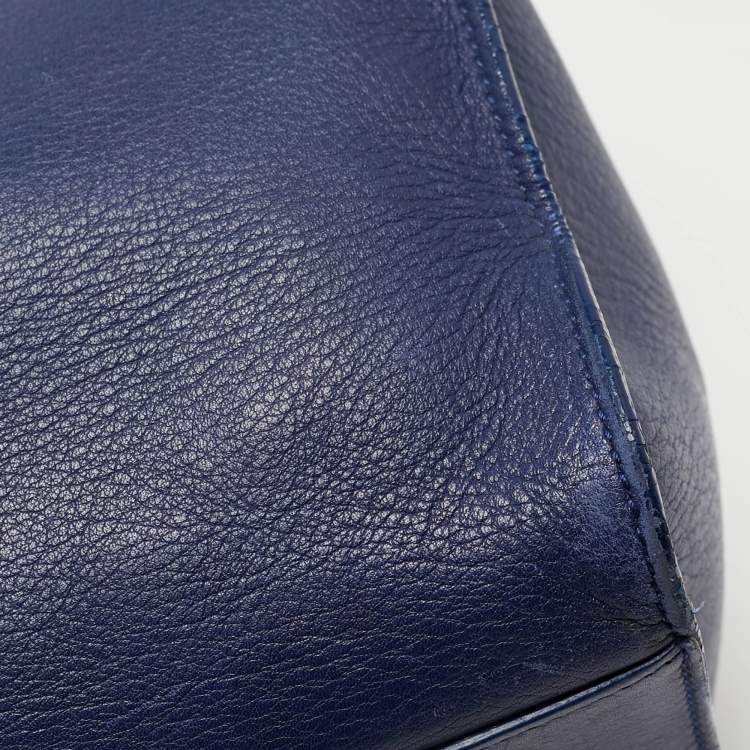 Pre Owned Saint Laurent Blue Leather Small Ligne Y Cabas Chyc Tote