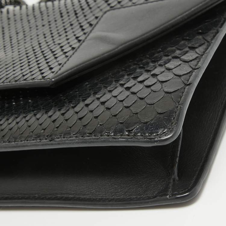 Pre Owned Saint Laurent Black Python and Leather Betty Shoulder Bag