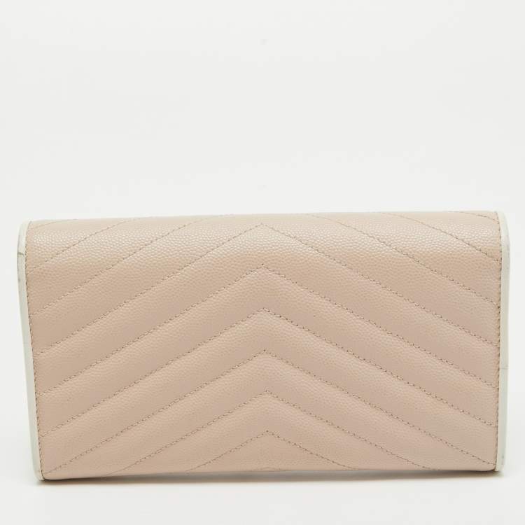 Pre Owned Saint Laurent Rose Poudre Matelasse Leather Monogram Continental Wallet