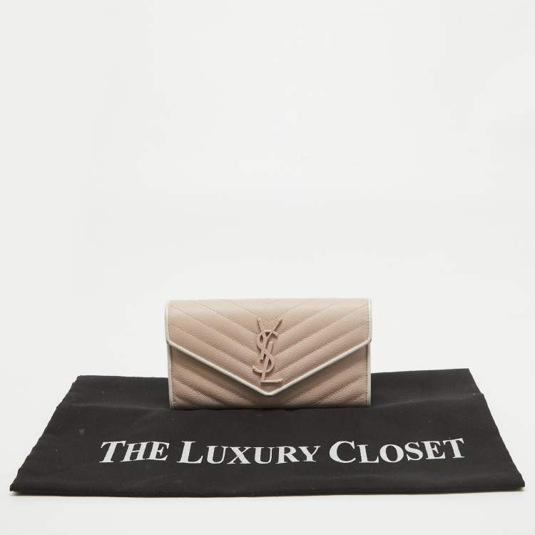 Pre Owned Saint Laurent Rose Poudre Matelasse Leather Monogram Continental Wallet