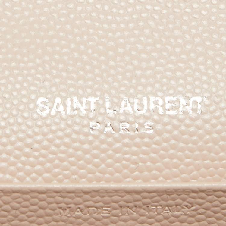 Pre Owned Saint Laurent Rose Poudre Matelasse Leather Monogram Continental Wallet
