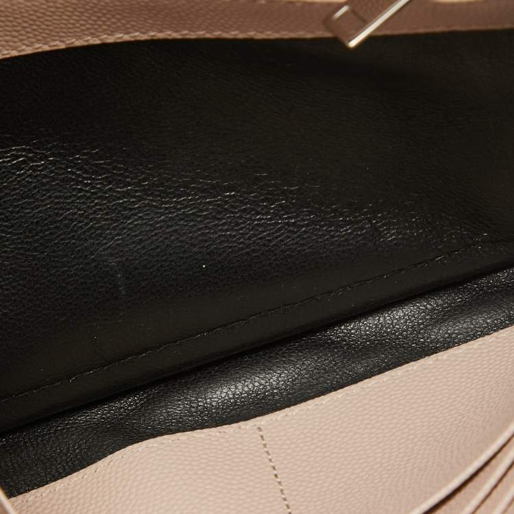 Pre Owned Saint Laurent Rose Poudre Matelasse Leather Monogram Continental Wallet