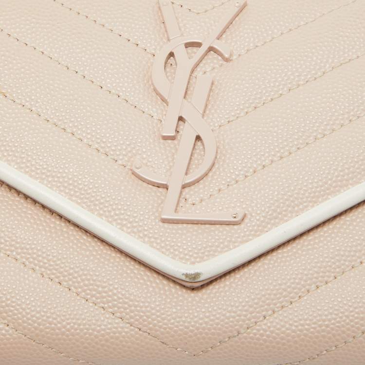 Pre Owned Saint Laurent Rose Poudre Matelasse Leather Monogram Continental Wallet