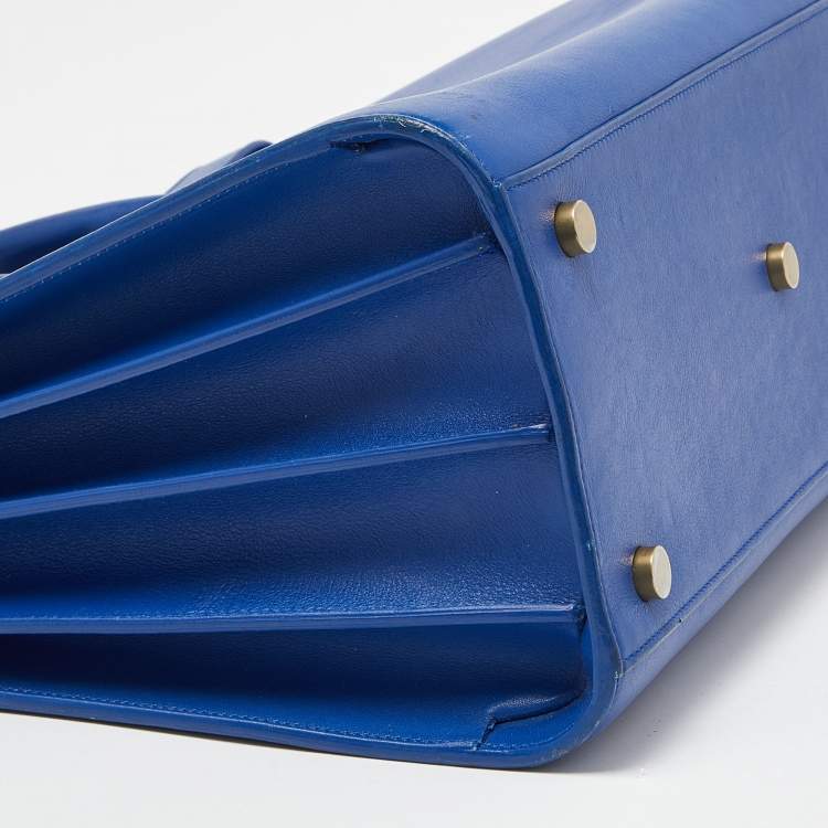 Pre Owned Saint Laurent Blue Leather Small Classic Sac De Jour Tote