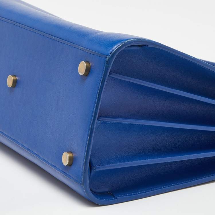 Pre Owned Saint Laurent Blue Leather Small Classic Sac De Jour Tote