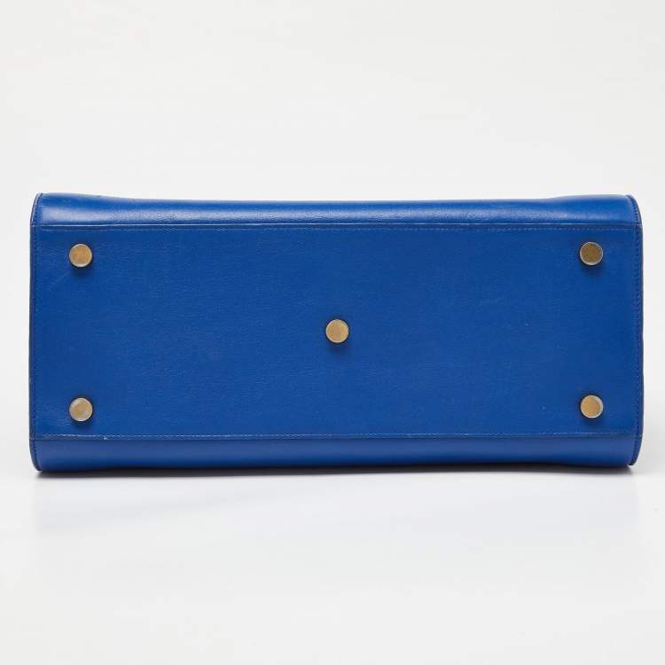Pre Owned Saint Laurent Blue Leather Small Classic Sac De Jour Tote