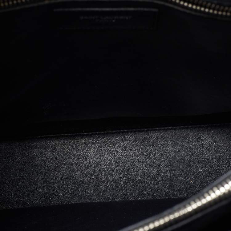 مملوكة مسبقًا Saint Laurent Deep Green Croc Embossed Leather Small Sac De Jour Tote