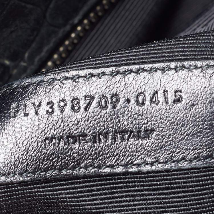 مملوكة مسبقًا Saint Laurent Deep Green Croc Embossed Leather Small Sac De Jour Tote