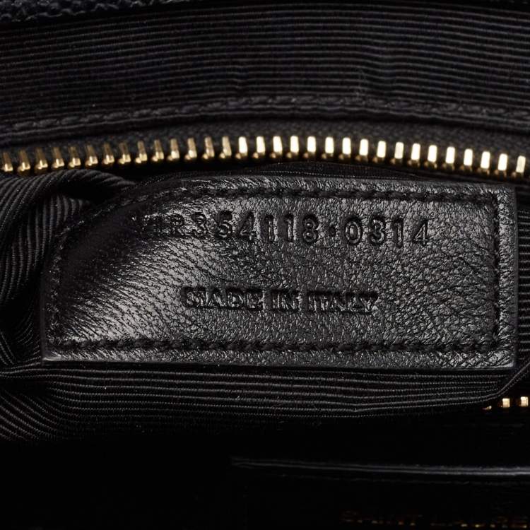 Pre Owned Saint Laurent Black Matelasse Leather Large Monogram Envelope Shoulder Bag