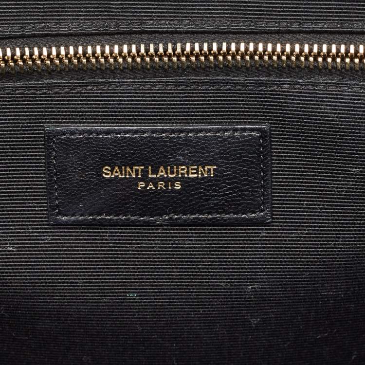 Pre Owned Saint Laurent Black Matelasse Leather Large Monogram Envelope Shoulder Bag