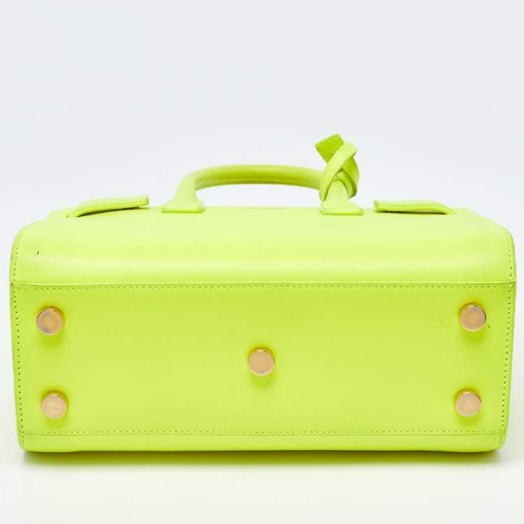 Pre Owned Saint Laurent Neon Yellow Leather Nano Classic Sac De Jour Tote
