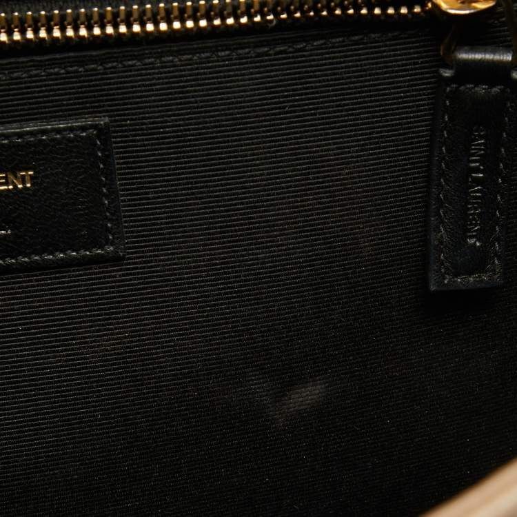 Pre Owned Saint Laurent Beige Matelasse Leather Large Monogram Envelope Shoulder Bag