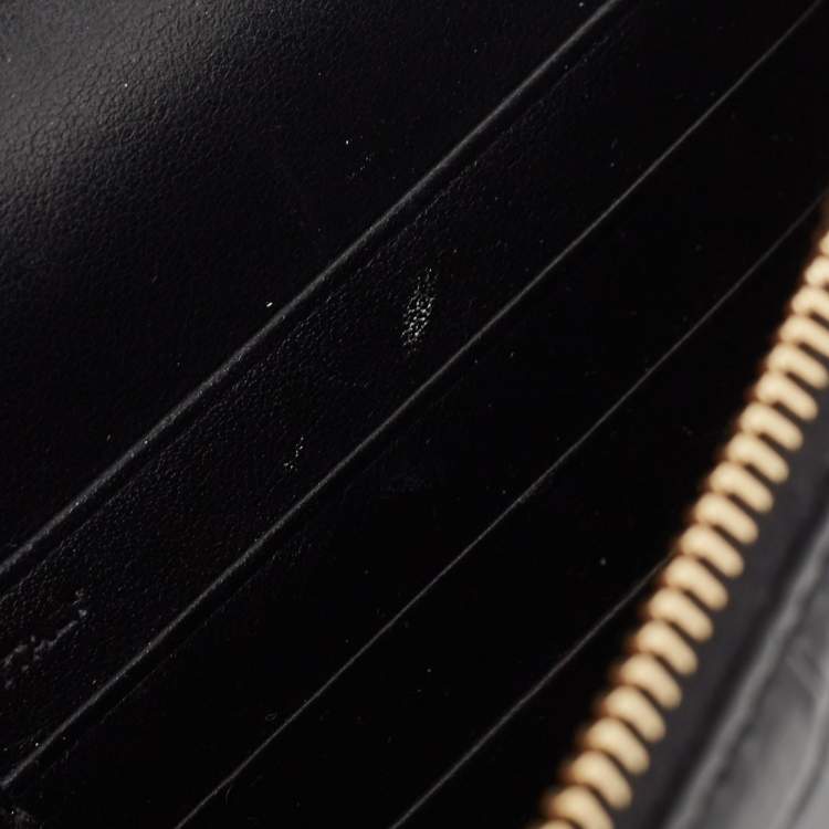 Pre Owned Saint Laurent Black Croc Embossed Leather Kate Tassel Chain Wallet