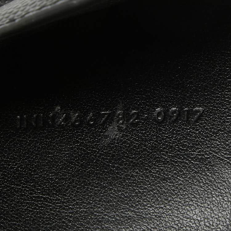 Pre Owned Saint Laurent Black Matelasse Leather Cassandre Trifold Wallet  