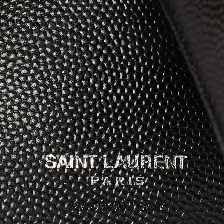 Pre Owned Saint Laurent Black Matelasse Leather Cassandre Trifold Wallet  