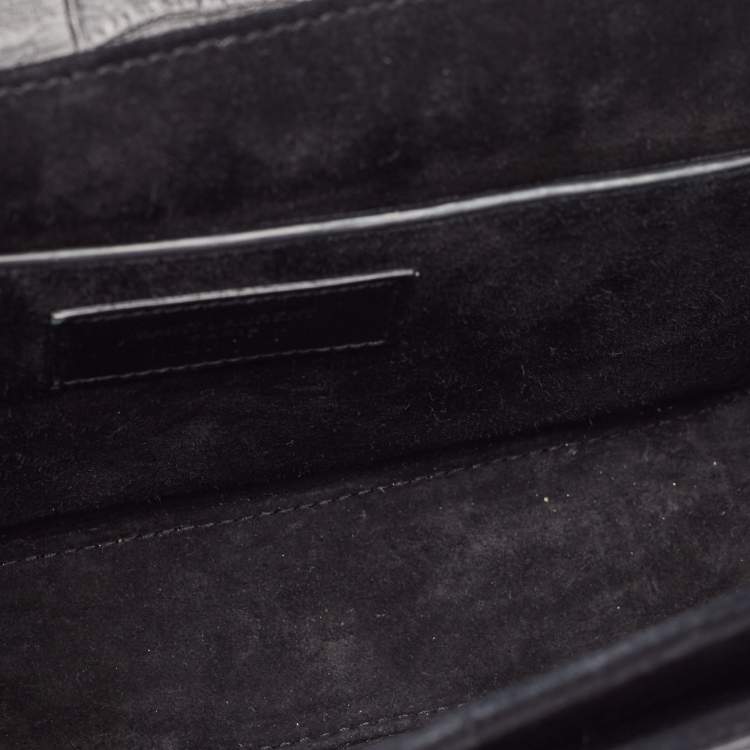 Pre Owned Saint Laurent Black Croc Embossed Leather Bellechasse Top Handle Bag