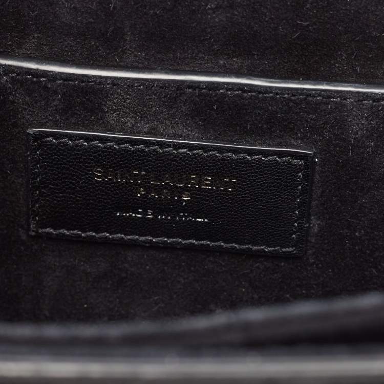 Pre Owned Saint Laurent Black Croc Embossed Leather Bellechasse Top Handle Bag