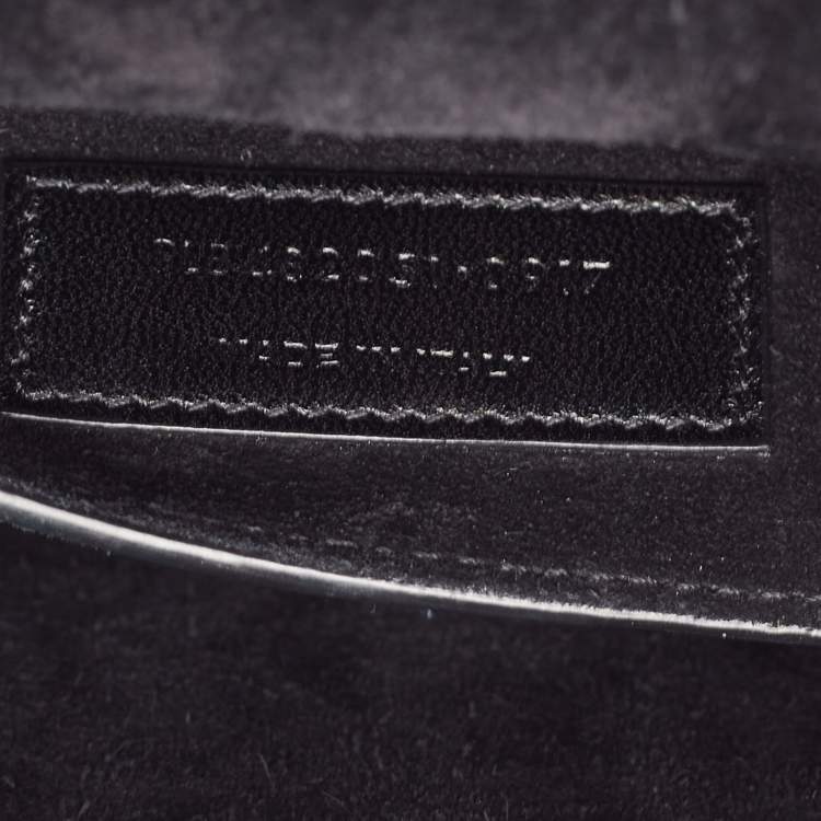 Pre Owned Saint Laurent Black Croc Embossed Leather Bellechasse Top Handle Bag