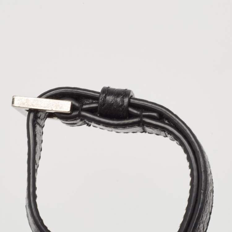 Pre Owned Saint Laurent Black Croc Embossed Leather Bellechasse Top Handle Bag