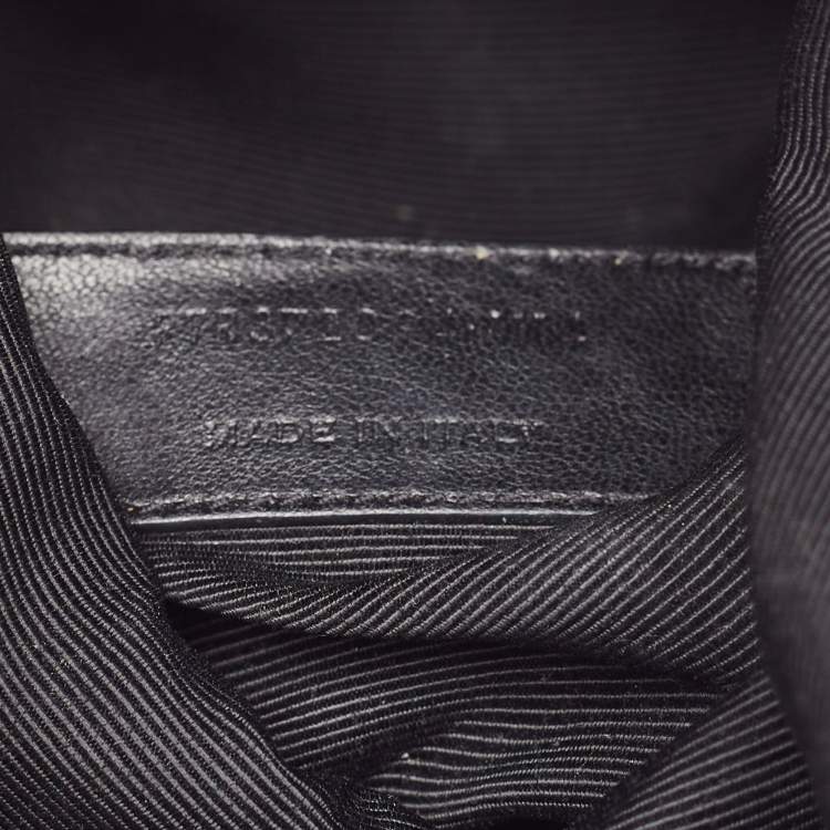 Pre Owned Saint Laurent Black Leather Monogram Flat Bucket Bag