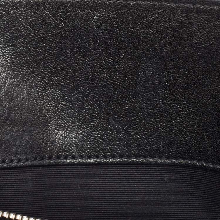 Pre Owned Saint Laurent Black/White Leather and Fabric Baby Bandana Sac De Jour Tote