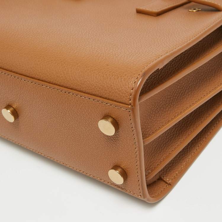 Pre Owned Saint Laurent Brown Leather Nano Classic Sac De Jour Tote