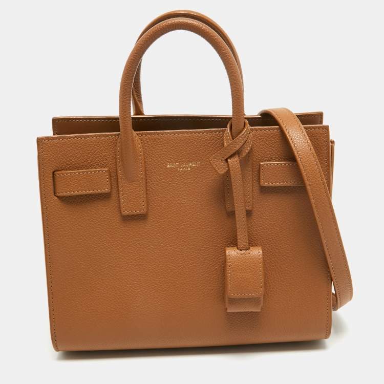Pre Owned Saint Laurent Brown Leather Nano Classic Sac De Jour Tote