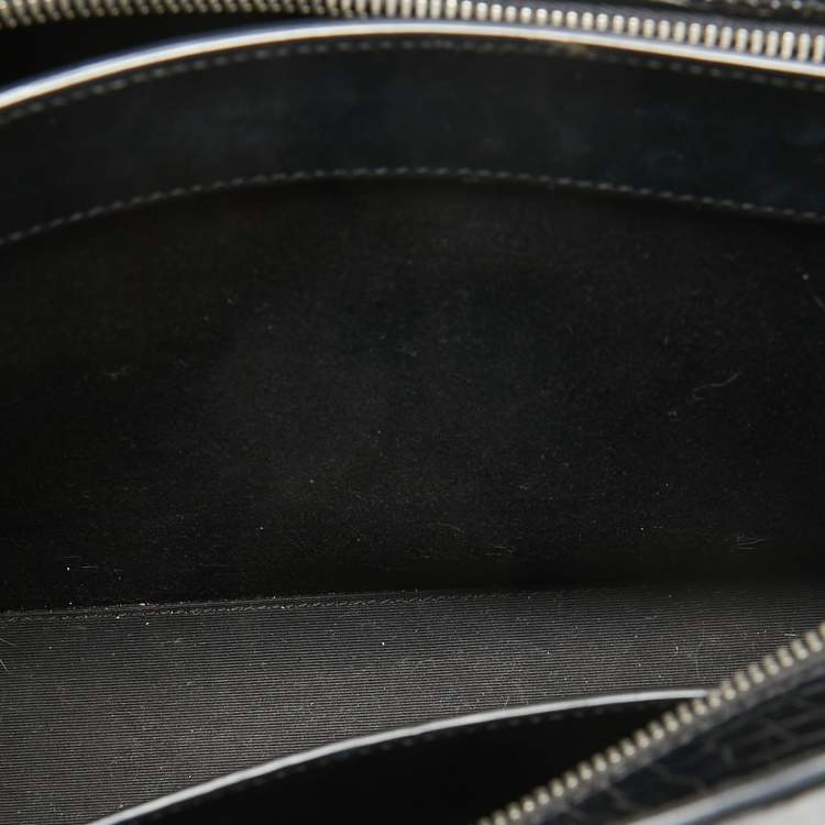 Pre Owned Saint Laurent Croc Embossed Leather Uptown Tote